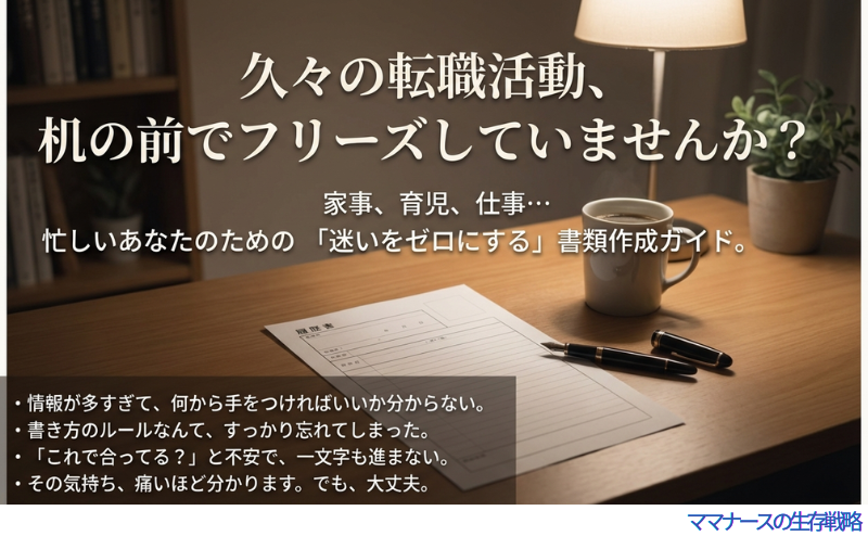 久しぶりの転職活動で書類作成に迷う人に向けた、迷いをゼロにするガイドのタイトルスライド