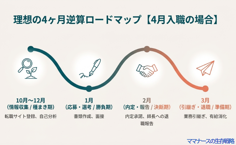 4月入職を目指す看護師のための、10月から3月までの月別転職活動スケジュール